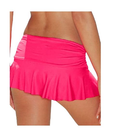 Women Bikini Skirt Bottoms Ruched Side Tie Low Waist Swim Skirts With Panty Rose Red Ci K G Au