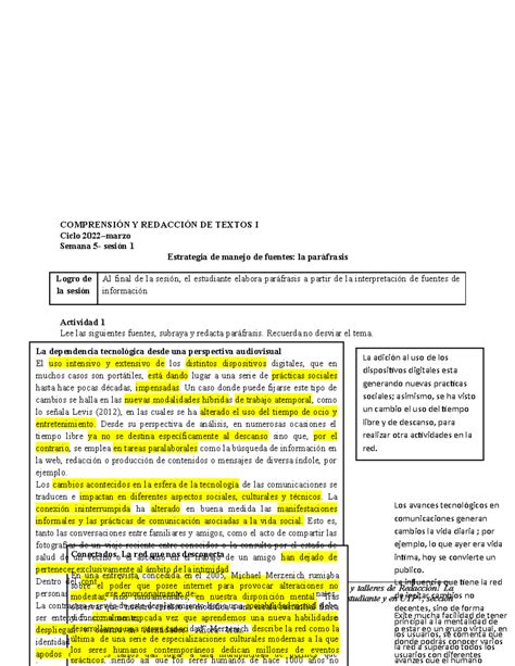 S05.s1 La paráfrasis como estrategia de manejo de información (material