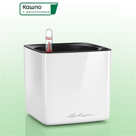 Кашпо с автополивом Lechuza CUBE Glossy 14, L14 W14 H13,5 см, белое ...