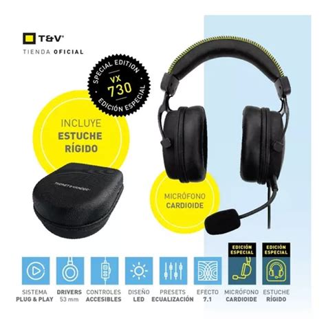 Auricular Gamer Vx730 Thonet Vander Microfono Desmontable Color Negro Color De La Luz Nude En