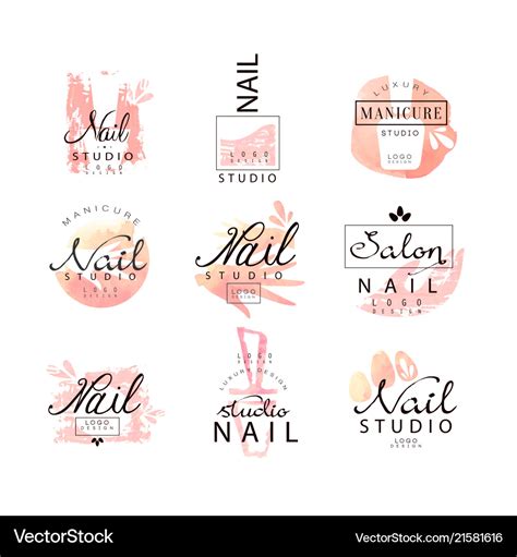 Nail studio logo design set creative templates Vector Image