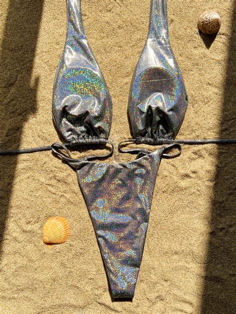 Sexy Glitter Halter Backless Tie Bikinis One Piece Swimsuit Bandge Bikini Bodysuits Swimwear