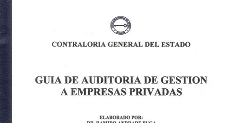 Guia De Auditoria A Empresa Privadas Realizadas Por La Contraloria By