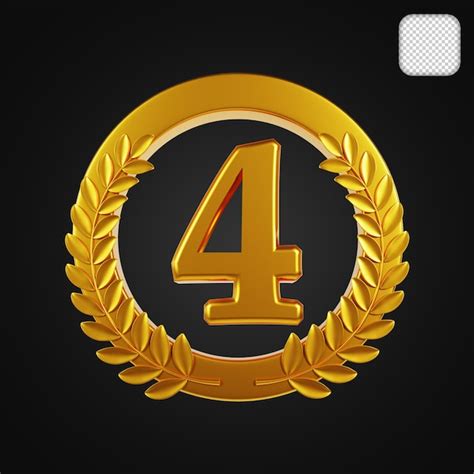 Premium PSD | Number 4 winner award medal 3d illustration