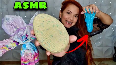 Asmr Abrindo Ovo De Páscoa Que Vem Com Slime Sons Relaxantes Youtube