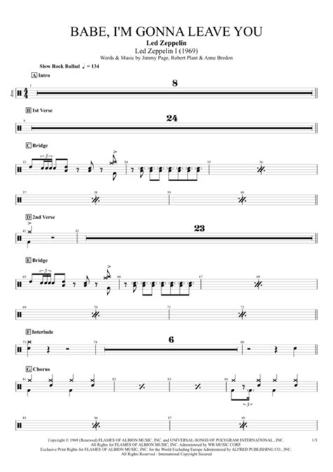 Babe I M Gonna Leave You Tab By Led Zeppelin Guitar Pro Full Score MySongBook