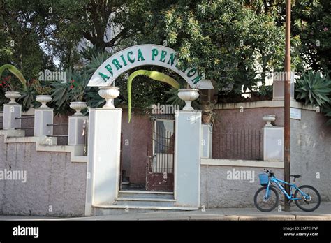 Entrance To The Africa Pension In Asmara Stock Photo Alamy