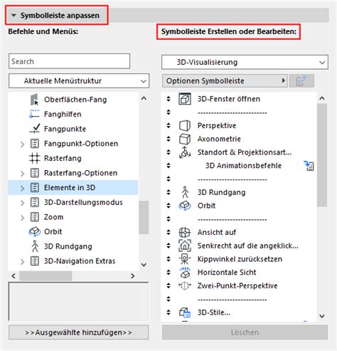 Symbolleisten Anpassung