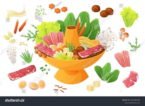 Chinese Food Hot Pot Set Steamboat Stock Vector Royalty Free Shutterstock
