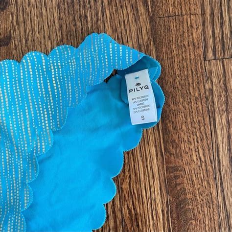 REVOLVE Swim Pilyq Seashine Reversible Seamless Scalloped Bikini Bottom In Seashine Nwot