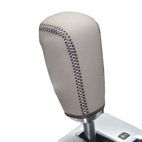 Beige Genuine Leather Gear Shift Knob Cover For Volvo S