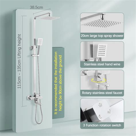 Keve In Stainless Steel Hot And Cold Shower Set For Bathroom Rainshower Set With Faucet