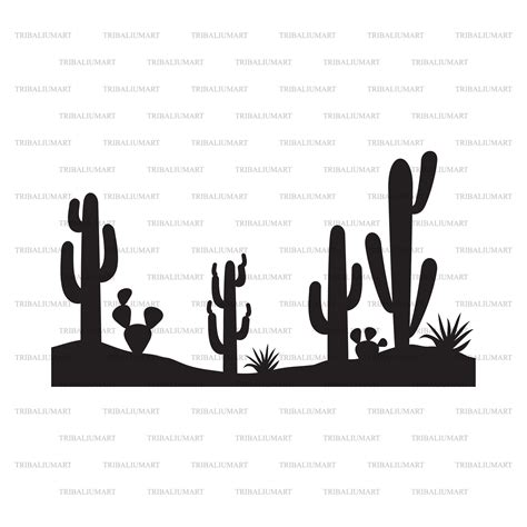 Desert Landscape With Cactus And Plants Cut Files For Cricut Etsy