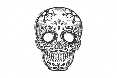 Mask Day Of The Dead Sketch Illustrations Creative Market