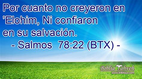 Salmos 78 22 BTX Por Cuanto No Creyeron En Elohim Ni Conf