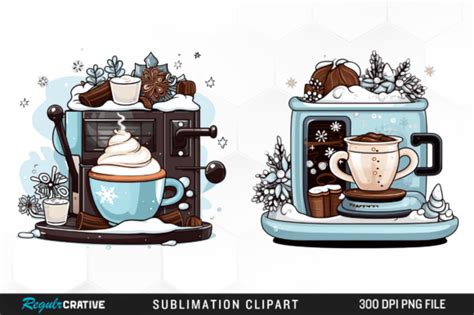 Watercolor Hot Cocoa Machine Clipart Png Graphic By Regulrcrative Creative Fabrica
