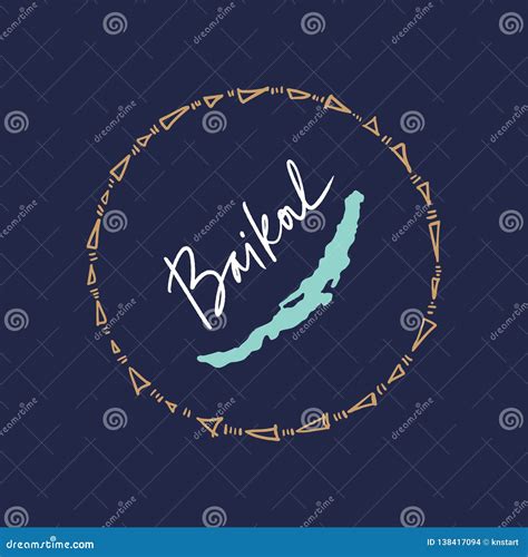 Hand Drawn Stylish Doodle Map Of Lake Baikal Stock Illustration