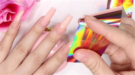 Uñas Acrílicas Nude Cover Pink Foil Rose Gold Y Swarovski YouTube