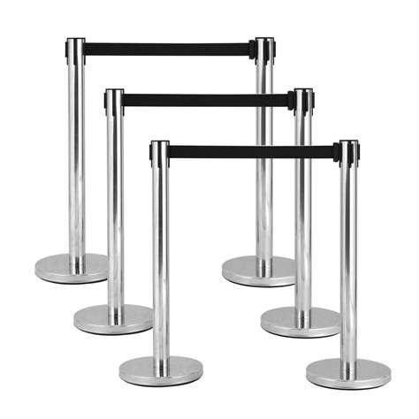 HEAVY DUTY POLISHED STAINLESS STEEL CROWD CONTROL BARRIERS COMPLETE SET