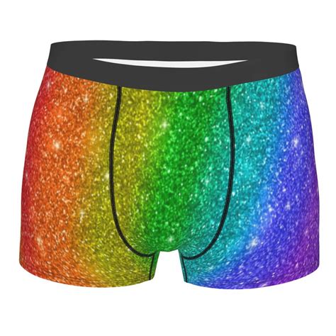 Faux Glitter Pride Flag Underwear Sexy Breathbale LGBT Gay Lesbian Boxer Briefs Shorts Panties