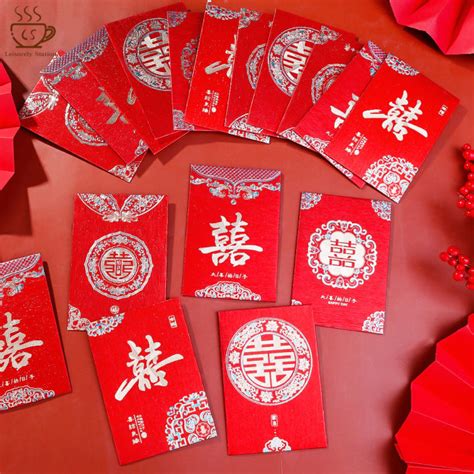 10Pcs Chinese Wedding Red Envelope Blessing Small Red Packet Lucky