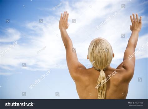 Rear View Nude Woman Arms Raised Stock Photo 405294793 Shutterstock