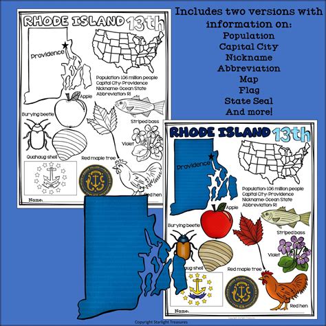Rhode Island Fact Sheet for Early Readers - A State Study | Made By