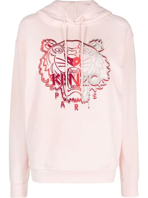 Kenzo Signature Tiger Embroidered Cotton Hoodie Farfetch