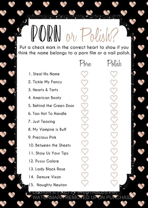 Printable Porn Or Polish Game Polish Or Porn Game Printable Bachelorette Game Instant