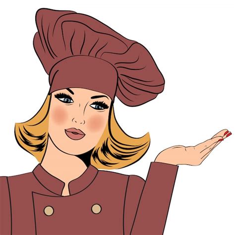 Femme Blonde Sexy Chef En Uniforme Vecteur Premium