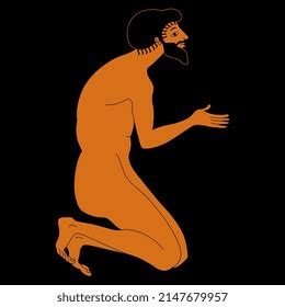 Kneeling Bearded Naked Ancient Greek Man Stock Vector Royalty Free Shutterstock