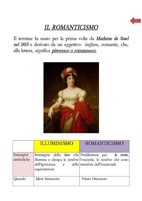 Il Romanticismo (schemi e mappe concettuali) - Docsity