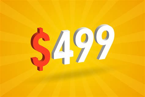 499 Usd 3d Text Symbol 499 United State Dollar 3d With Yellow