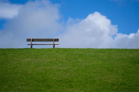 Premium Photo Meditation Lonely Empty Wooden Bench Peaceful And Quiet