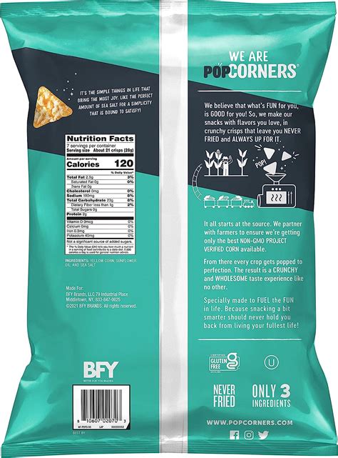 Popcorners Sea Salt Corn Snack Never Fried Non Gmo 7 Oz 198g Exp