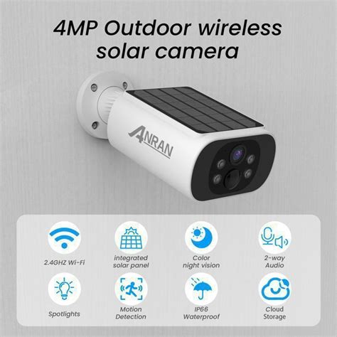 ANRAN 4MP Caméra Surveillance solaire WiFi Extérieur sans Fil