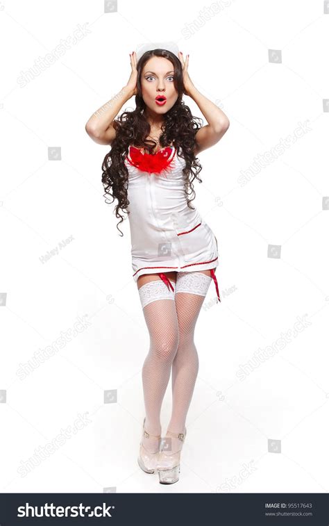 Sexy Beautiful Surprised Female Brunette Doctor Stock Photo Shutterstock