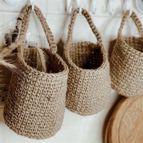 Jute Crochet Hanging Baskets Pattern Hanging Planter Pattern Boho