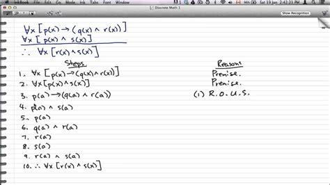 Discrete Math 1 Tutorial 47 Example On Quantifiers Universal Specification And