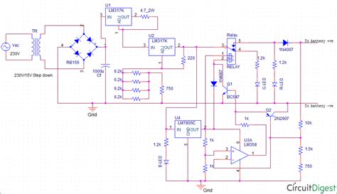 Automatic Battery Float Charger Circuit Diagram