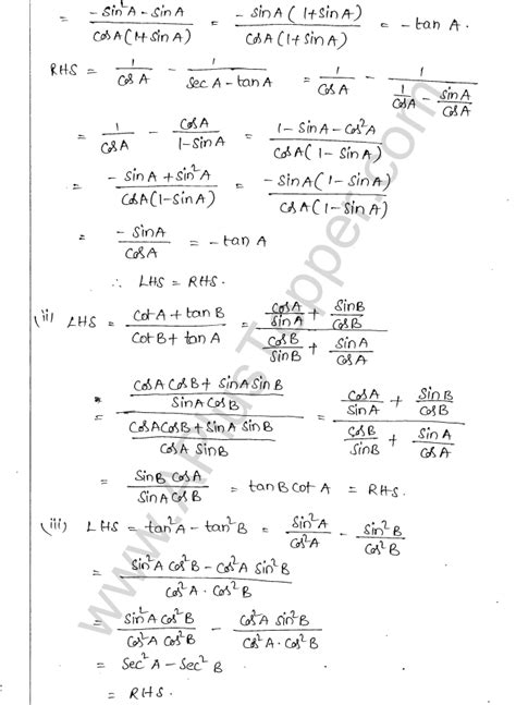 Ml Aggarwal Icse Solutions For Class 10 Maths Chapter 19 Trigonometric