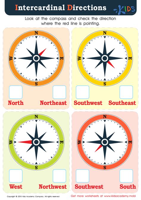 Intercardinal Directions Worksheet For Kids Worksheets Library