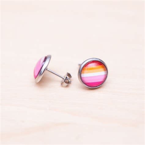 Lesbian Pride Earrings Lesbian Flag Stud Or Hanging Etsy