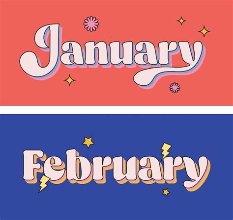 Premium Vector Lettering January February Month