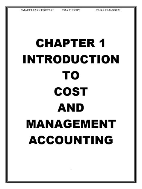 Introduction To Cma Pdf Management Accounting Cost Accounting