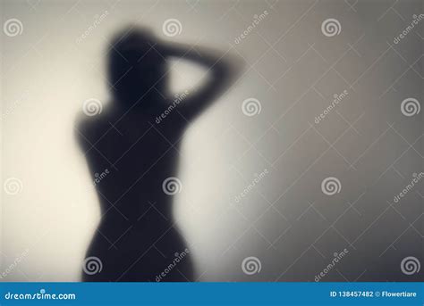 Silhouette Of Naked Woman S Body Behind Glass Door Stock Photo Image Of Glass Erotic
