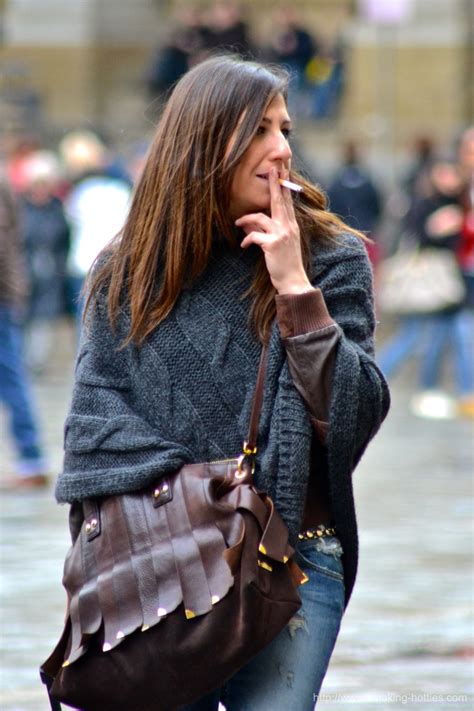 Brunette Smoking In The Piazza Smoking Hotties