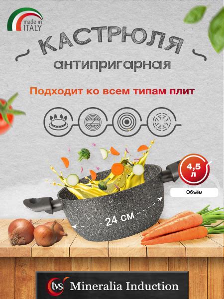 Кастрюля TVS "Mineralia Induction", Бакелит, Стекло, 4,5 л - купить по ...