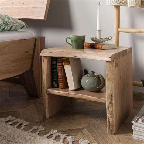 Live Edge Acacia Wood Bedside Table