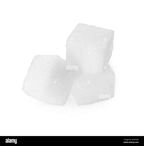 Three Refined Sugar Cubes Isolated On White Stock Photo Alamy